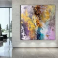 Pembe Mavi ve Sarı Siparişe Özel Soyut Yağlı Boya Tablo
