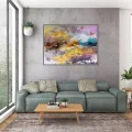 Pembe Mavi ve Sarı Siparişe Özel Soyut Yağlı Boya Tablo