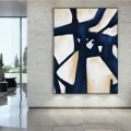 Navy Blue Scandinavian Custom Order Abstract Oil Painting