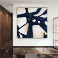 Navy Blue Scandinavian Custom Order Abstract Oil Painting