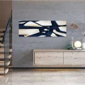 Navy Blue Scandinavian Custom Order Abstract Oil Painting