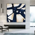 Navy Blue Scandinavian Custom Order Abstract Oil Painting