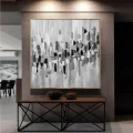 Siyah Beyaz Gri Siparişe Özel Soyut Yağlı Boya Tablo