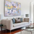 Modern White Blue Custom Order Abstract Oil Painting