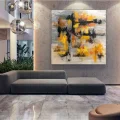 Sarı Siyah ve Turuncu Siparişe Özel Soyut Yağlı Boya Tablo