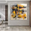 Sarı Siyah ve Turuncu Siparişe Özel Soyut Yağlı Boya Tablo