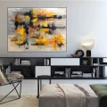 Sarı Siyah ve Turuncu Siparişe Özel Soyut Yağlı Boya Tablo