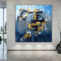 Blue Gray and Gold Custom Order Abstract Oil Painting