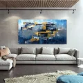 Blue Gray and Gold Custom Order Abstract Oil Painting