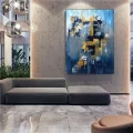 Blue Gray and Gold Custom Order Abstract Oil Painting