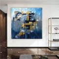 Blue Gray and Gold Custom Order Abstract Oil Painting