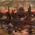 Boat Breeze in Sunset Oil Painting