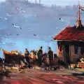 Istanbuls Fishermen Oil Painting