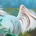 White Horse Free Run Oil Painting