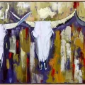 Bull Heads Oil Painting