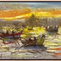 Boğazda Kayıkçıların Dansı Yağlı Boya Tablosu