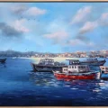 Boğazda Tekneler Yağlı Boya Tablosu