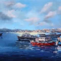 Boğazda Tekneler Yağlı Boya Tablosu