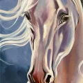 Beyaz Atın Zarafeti Yağlı Boya Tablosu