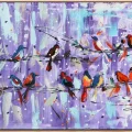Song of Colorful Birds Oil Painting | Simurg Art Gallery