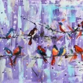 Song of Colorful Birds Oil Painting | Simurg Art Gallery