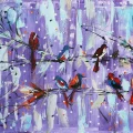 Song of Colorful Birds Oil Painting | Simurg Art Gallery
