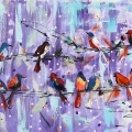 Song of Colorful Birds Oil Painting | Simurg Art Gallery