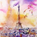 Eiffel Tower Under the Light Oil Painting