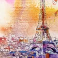 Eiffel Tower Under the Light Oil Painting