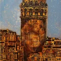 Nostaljik Galata Kulesi Yağlı Boya Tablosu