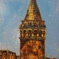Nostaljik Galata Kulesi Yağlı Boya Tablosu