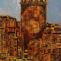 Nostaljik Galata Kulesi Yağlı Boya Tablosu