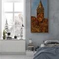 Nostaljik Galata Kulesi Yağlı Boya Tablosu