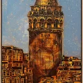Nostaljik Galata Kulesi Yağlı Boya Tablosu