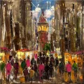 Galata Streets Lovers Oil Painting
