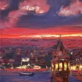 Birds Looking At Galata Oil Painting
