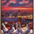 Birds Looking At Galata Oil Painting