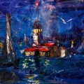 Magic of the Night and Maiden Tower Oil Painting