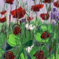 Poppies and Ladybugs Oil Painting