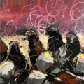 Pigeons in Istanbul Oil Painting