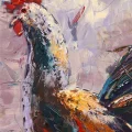 Horozun Sabahki Çağrısı Yağlı Boya Tablosu