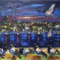 İstanbulun Kanat Çırpanları Yağlı Boya Tablosu