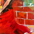 Woman in Red Oil Painting