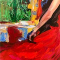 Woman in Red Oil Painting