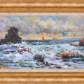 Waves Hit the Rocks Oil Painting | Simurg Art Gallery