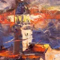 Kız Kulesi ve Tekneler Yağlı Boya Tablosu