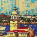 Kız Kulesi ve İstanbul Yarımadası Yağlı Boya Tablosu