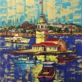 Kız Kulesi ve İstanbul Yarımadası Yağlı Boya Tablosu
