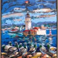 Tower Dancing with the Birds Oil Painting | Simurg Art Gallery