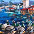 Tower Dancing with the Birds Oil Painting | Simurg Art Gallery
